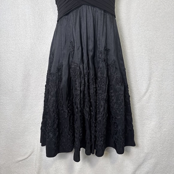 Adrianna Papell Black Soutache Floral Dress Size 6 A-Line Sleeveless Knee Length - Picture 3 of 12